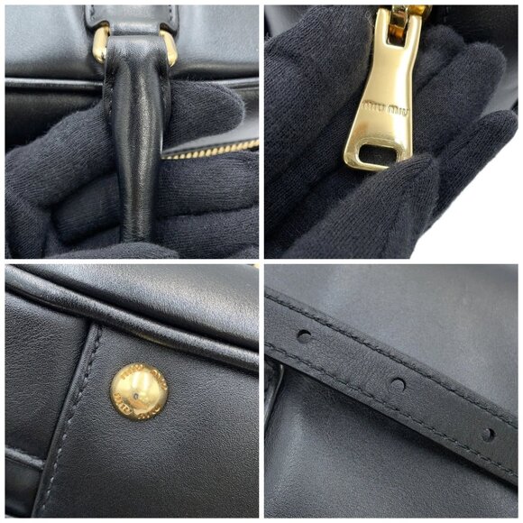 MIUMIU Arkady 2WAY Handbag Leather Black - Picture 15 of 15